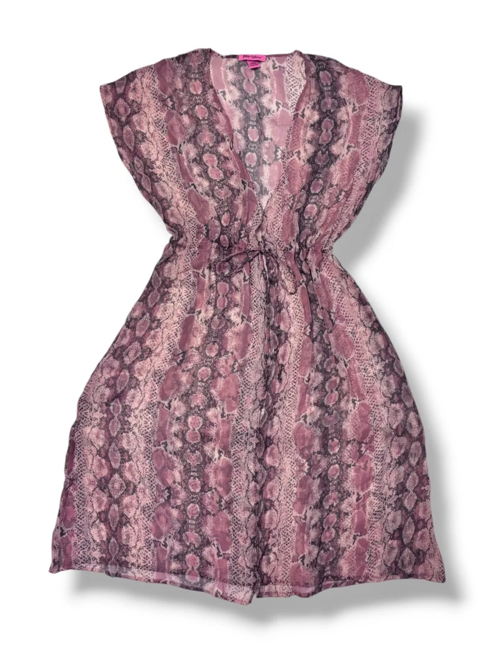 BETSEY JOHNSON Pink Snake Bite Tie Front Duster
